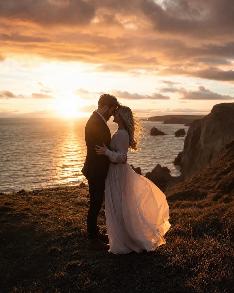 Elopement couple portrait at golden hour by Immortal Photography